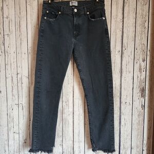 ​AGOLDE Toni Mid Rise Straight Leg Jeans Faded Black Raw Hem 27 Streetwear